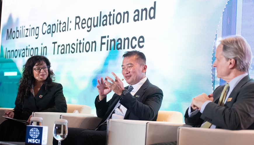 Boon Chye Loh, CEO of SGX Group, discusses the region’s capital markets ecosystem with Chitra Hepburn, MSCI’s APAC head of ESG and climate and Baer Pettit, MSCI’s president and COO.